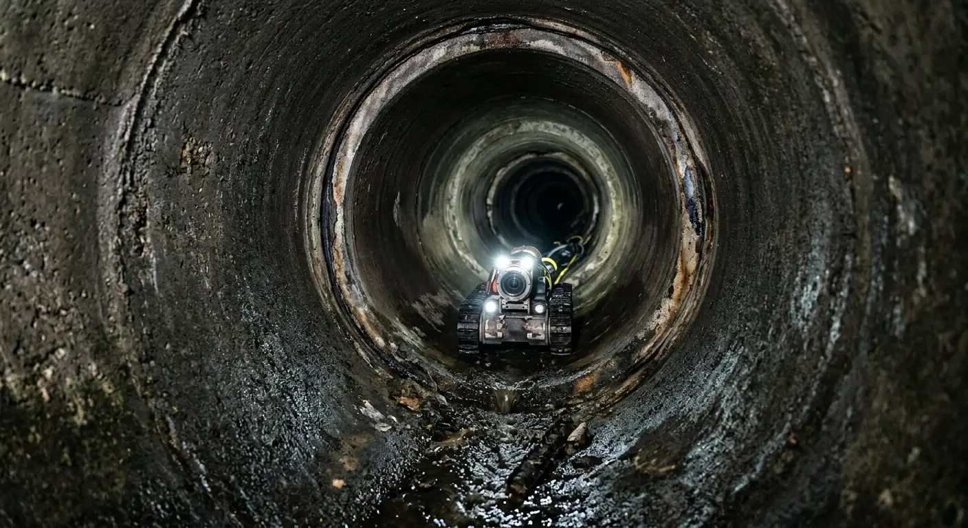Robotic sewer camera inspecting pipe interior for Drain Snake Service in DeFuniak Springs